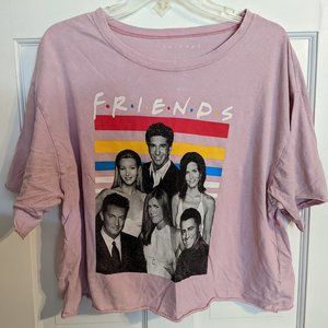 Friends The Television Series 90s Pink Cast Images Cropped T-Shirt Ladies sz 1X